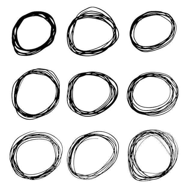 Hand drawn scribble line circles Doodle circular for message note mark design element vector illustration