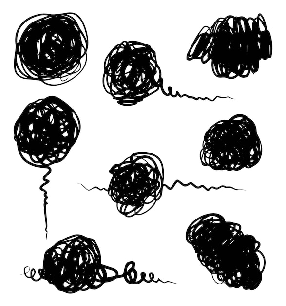 hand drawn scribble sketch circle object Tangled grungy round scribble isolated on white background doodle vector illustration