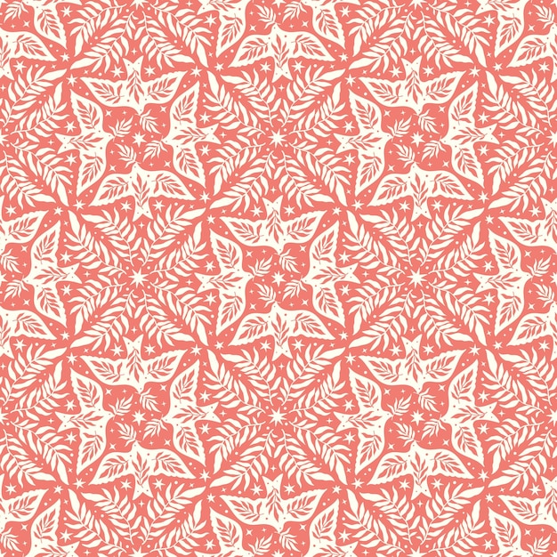 Hand drawn seamless pattern with birds Scandinavian folk decorative seamless bird and leaves texture