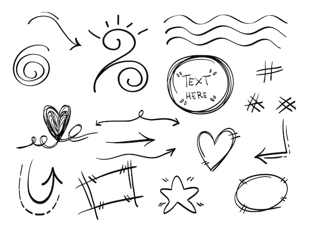 hand drawn set of abstract doodle elements use for concept design isolated on white background vector illustration