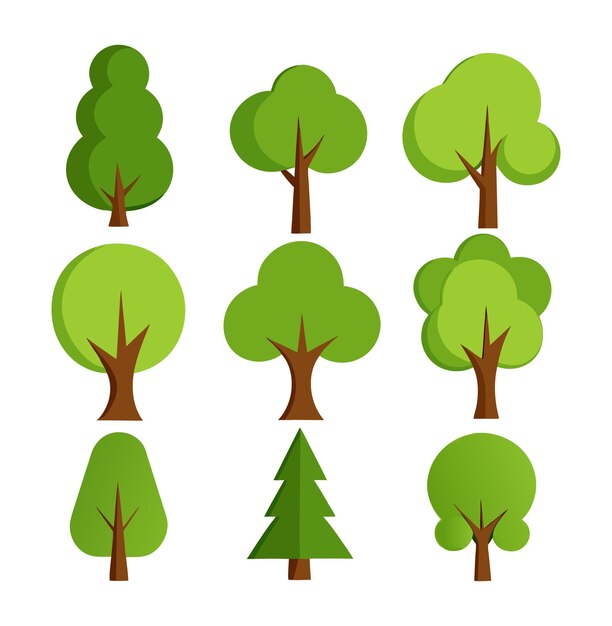 Hand drawn trees vector set