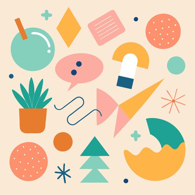 Hand drawn various shapes and doodle objects vector