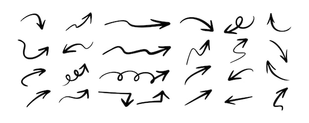 Hand drawn vector arrows doodle set on white background design element vector illustration vector