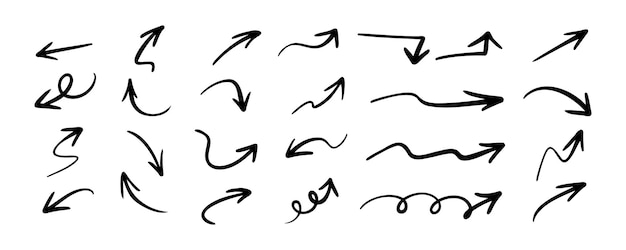 Hand drawn vector arrows doodle set on white background design element vector illustration