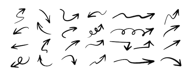 Hand drawn vector arrows doodle set on white background design element vector illustration