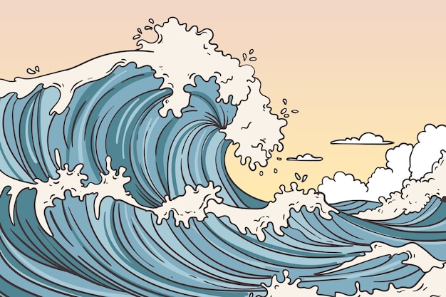 hand drawn water wave background