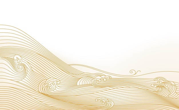 Hand drawn wave lines in traditional oriental Japanese style vector Chinese banner and card design