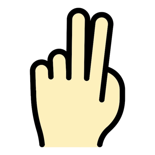 Hand gesture two fingers icon Outline Hand gesture two fingers vector icon color flat isolated