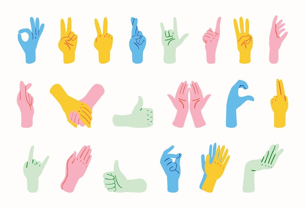 Hand Gestures in flat design