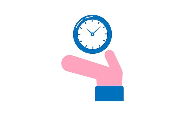 Hand holding clock vector design flat vector time saving