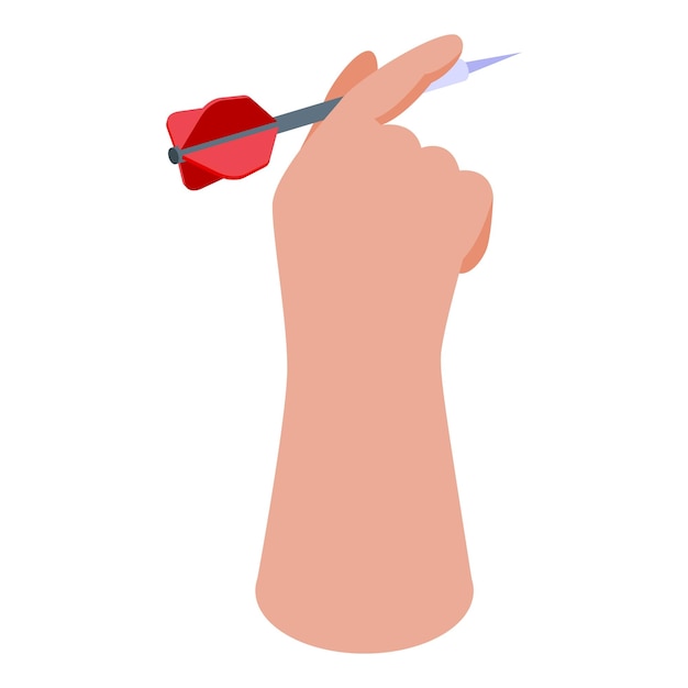 Hand holding dart for game of darts isometric view