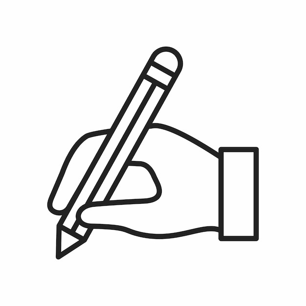 hand holding pencil icon with outline style