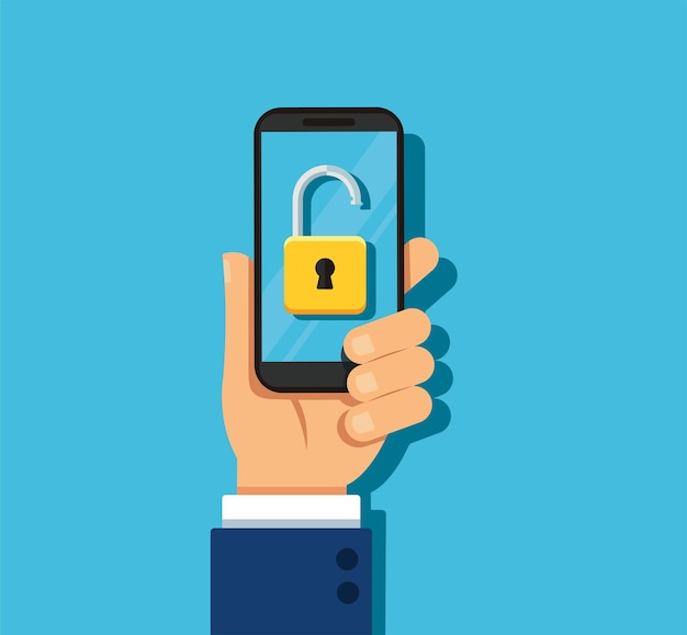 Hand holding smartphone with master key