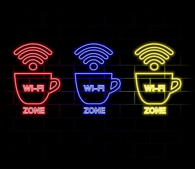 Hand holding smartphone with wifi free neon text Wifi communication technology Advertisement design