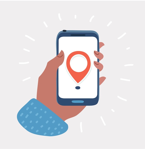 Hand holds smartphone with city map gps navigator