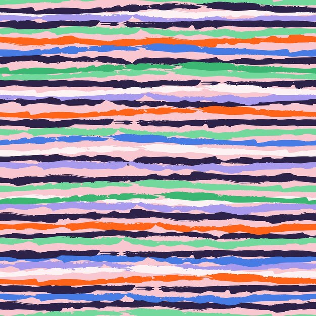 Hand Painted Colorful Stripes. Vector seamless pattern. Repeating background. Tileable wallpaper