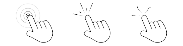 Hand shaped cursor set Vector illustration