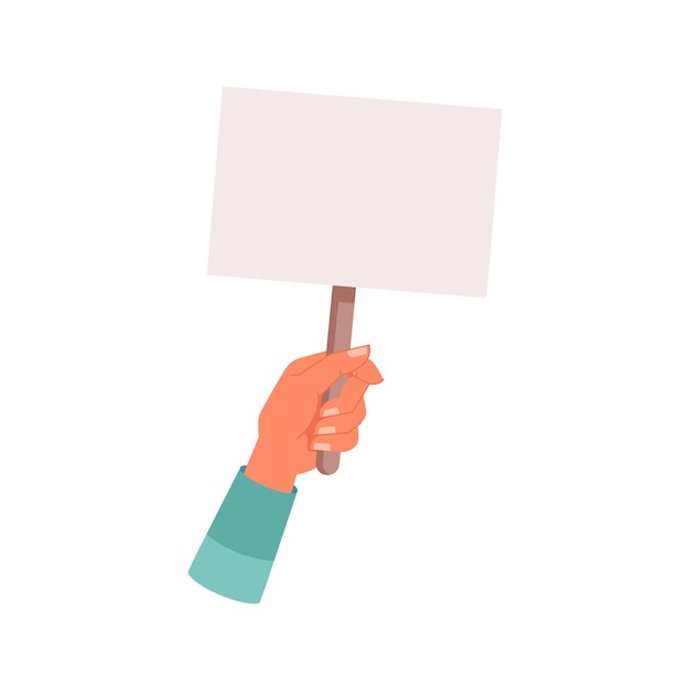 hand showing empty banner or placard