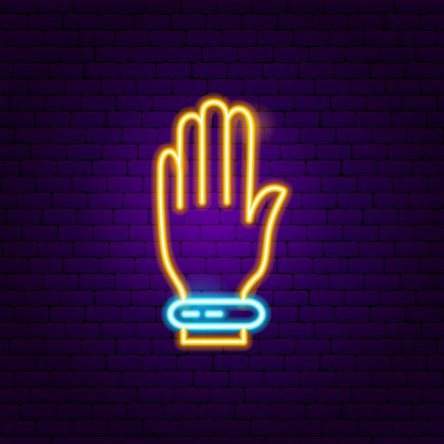 Hand Smart Device Neon Label. Vector Illustration of Electronics Promotion.