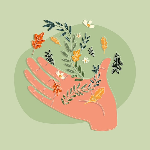 Hand with colored flowers