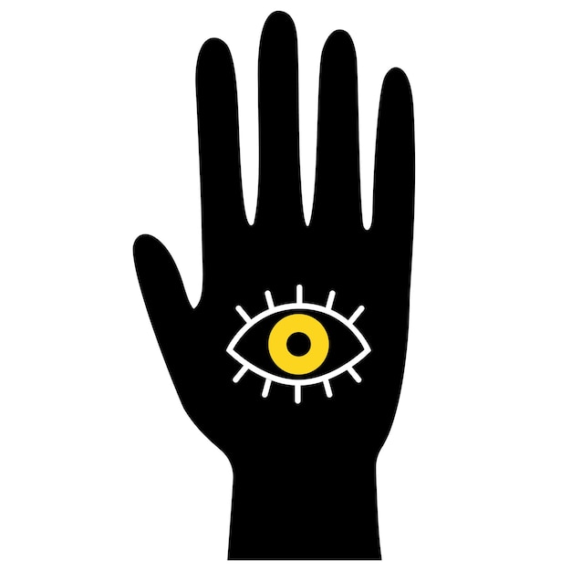 hand with third eye logo for psychic or mind reader icon