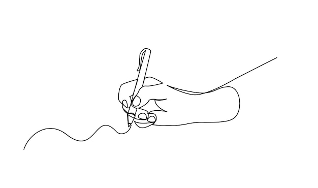 hand writing with pencil in continous line drawing vector illustration