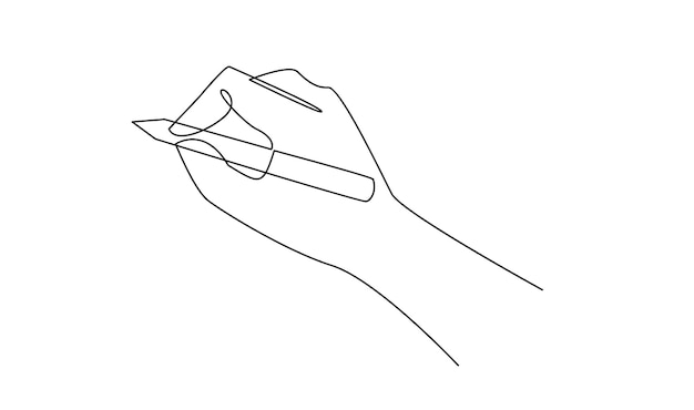 hand writing with pencil in continous line drawing vector illustration