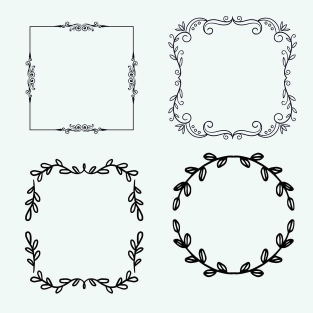 Handdrawn set of square scribbles frame Doodle line empty frames Vector illustration
