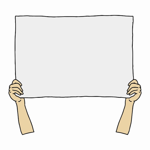 hands holding banner china protests illustration