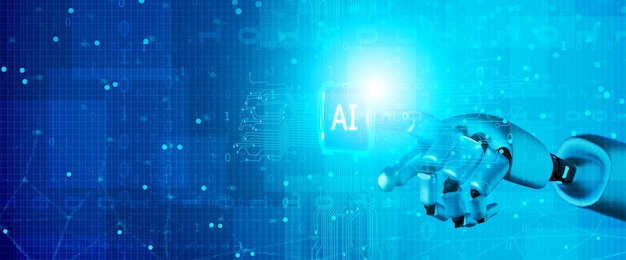 Hands of robot and ai cuicrit data network connection with binary number code backgroundVector illustration