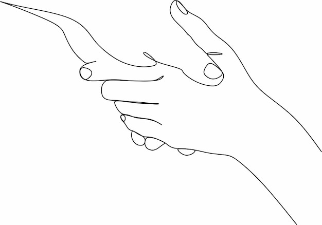 Handshake of two hands. Line art