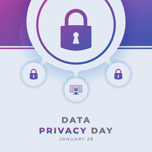 Happy Data Privacy Day January Vector Design Illustration for Background Poster Banner Advertising
