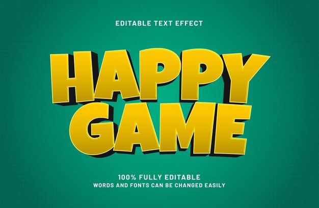 happy game editable text effect in game and kids text style