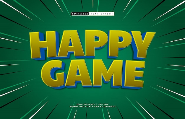 happy game editable text effect with a fun and happy text style