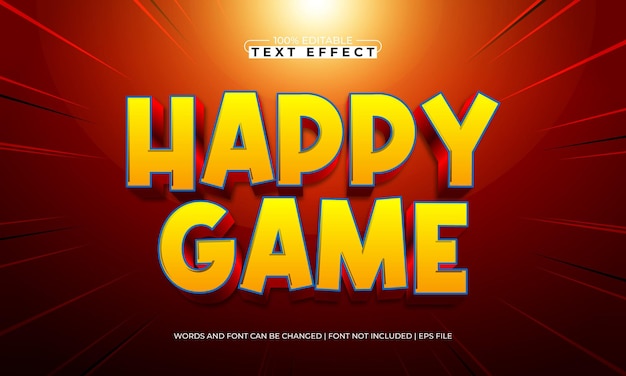 happy game editable text effect with kids and game text style