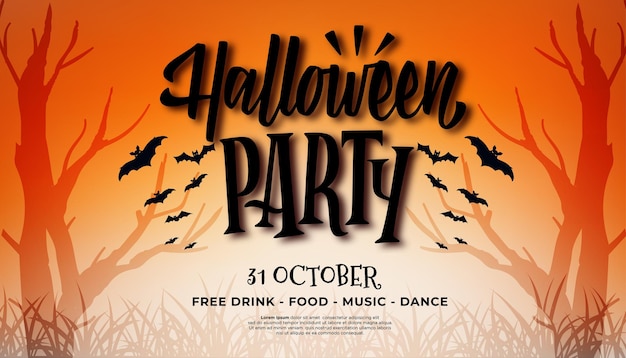 happy halloween treat or trick fantasy fun party celebration gradient orange background design