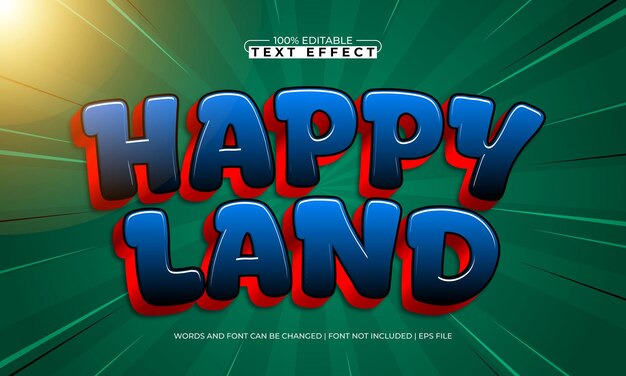 happy land editable text effect with a kids and play text style