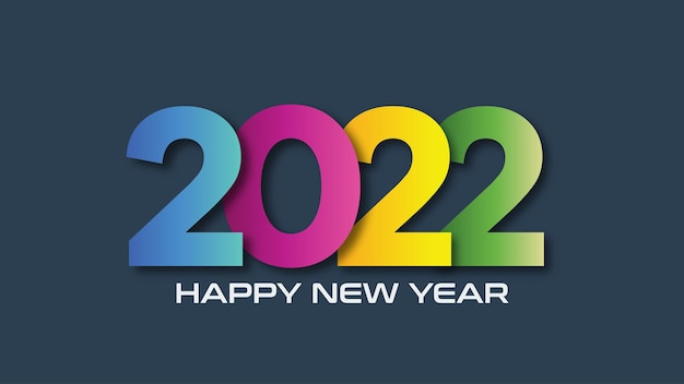 Happy new year 2022 colorful text. 2022 number vector suitable design illustration for greetings, invitations, banner or background.