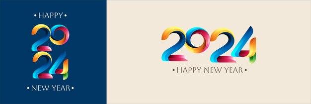Happy New Year 2024 festive realistic decoration Celebrate 2024 party