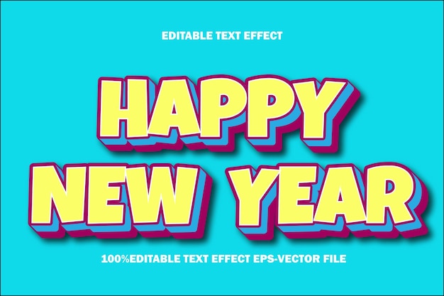 Happy New Year Editable Text Effect 3D Emboss Gradient Style