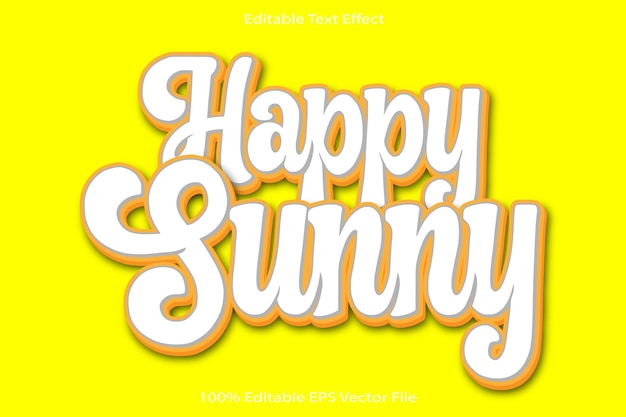 Happy Sunny Editable Text Effect 3d Emboss Cartoon Gradient Style