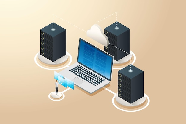 Hardware developer Collect data to save digital data database concept data analytics