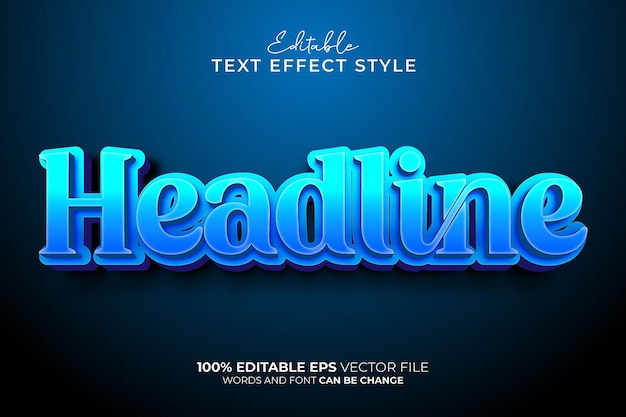Headline blue 3d editable vector text effect style