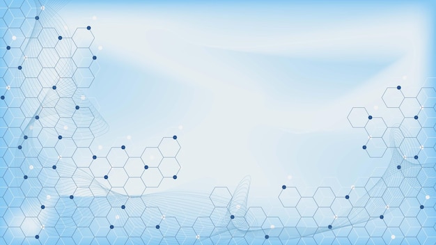 Health care and medical innovation concept background with hexagons and wave flow backdrop design