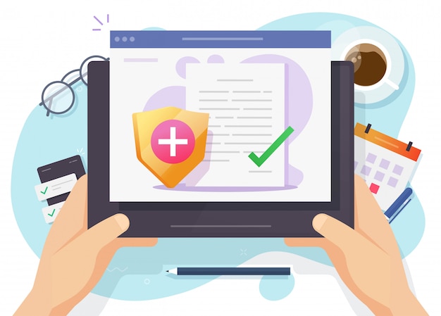 Health medical insurance vector paper document online form or digital patient healthcare medicare risk protection claim