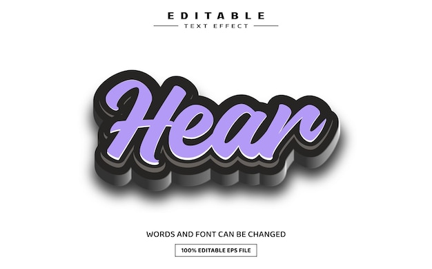 Hear 3D editable text effect template