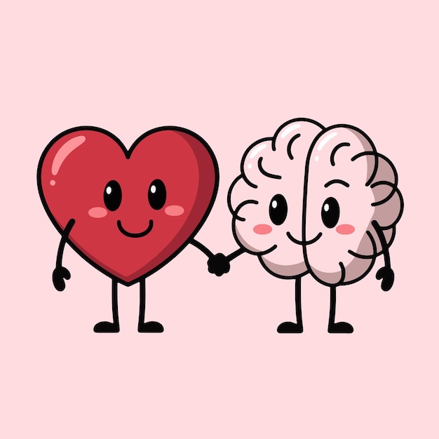 heart and brain holding hands love and intellect
