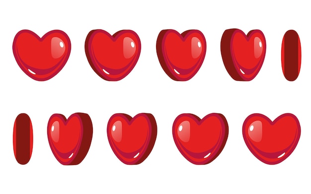 Heart animation game sprite rotate animated isolated set