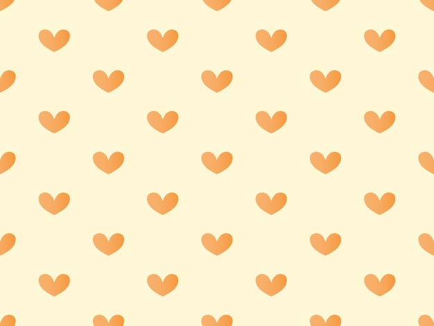 Heart cartoon character seamless pattern on yellow background