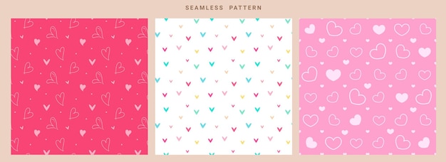 Heart seamless pattern valentine love set Heart shape icon seamless pattern drawing outline